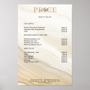 Poster Cartaz de Lista de Preços de Mármore Elegante