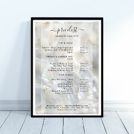 Poster Cartaz de Lista de Preços de Mármore Elegante para