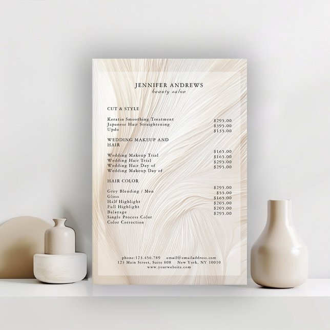 Poster Cartaz de Lista de Preços de Salão Elegante com On (Criador carregado)