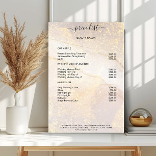 Poster Cartaz de Lista de Preços de Salão Glitter Mármore