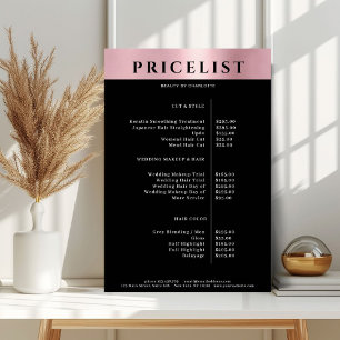 Poster Cartaz de Lista de Preços de Salão Rosegold Simple