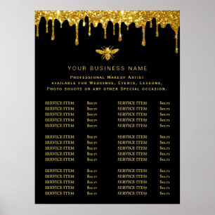Poster cartaz de lista de preços do logotipo do bee brilh
