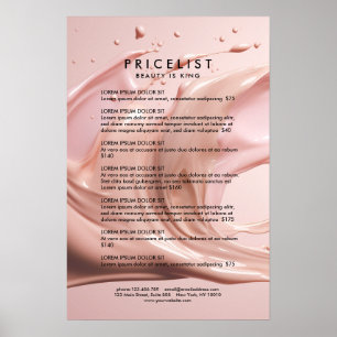 Poster Cartaz de Lista de Preços do Salão de Beleza Blush