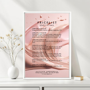 Poster Cartaz de Lista de Preços do Salão de Beleza Blush