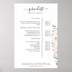 Poster Cartaz de Lista de Preços Florais Modernos