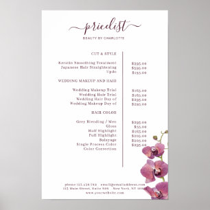 Poster Cartaz de lista de preços floral moderno