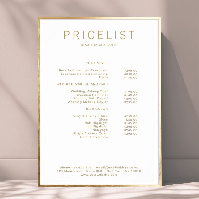 Poster Cartaz de lista de preços moderno (Modern, price list Poster)