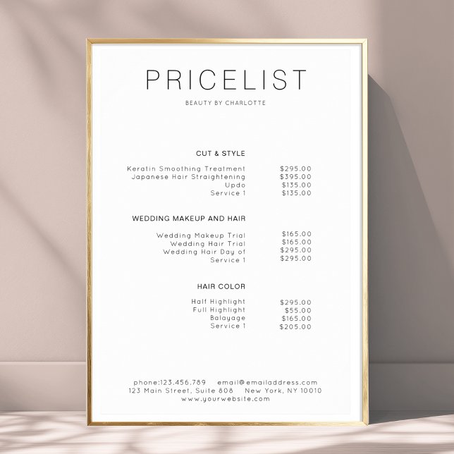 Poster Cartaz de lista de preços moderno (Modern, price list Poster)