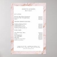 Cartaz de lista de preços Moderno Lightpink-Cobre