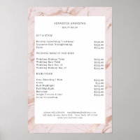 Cartaz de Lista de Preços Moderno Rosa Claro-Cobre