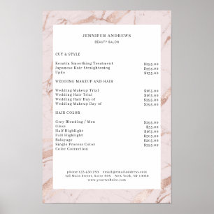 Poster Cartaz de Lista de Preços Moderno Rosa Claro-Cobre