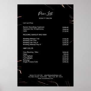 Poster Cartaz de Lista de Preços Preto Rosegold Mármore M