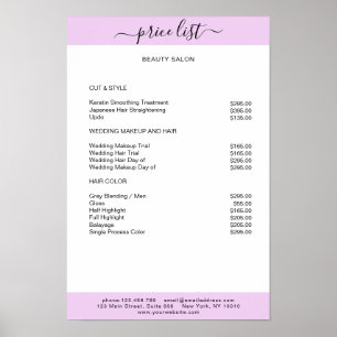Poster Cartaz de Lista de Preços Roxo Branco Simples
