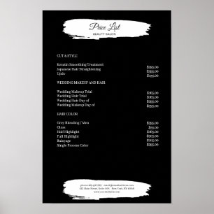 Poster Cartaz de Lista de Preços Simples Preto e Branco