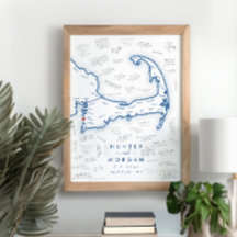 Cartaz de Livro de Visitas Azul Moderno para Casam