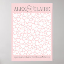 Cartaz de Livro de Visitas Coração de Casamento - 