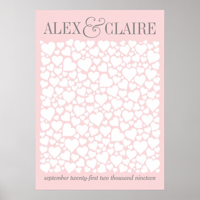 Pôster Cartaz de Livro de Visitas Coração de Casamento -  (Frente)