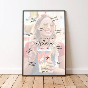 Poster Cartaz de Livro de Visitas de Aniversário com Assi