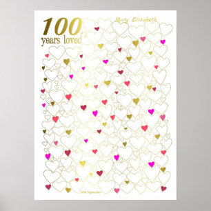 Poster Cartaz de Livro de Visitas de Aniversário de 100 a