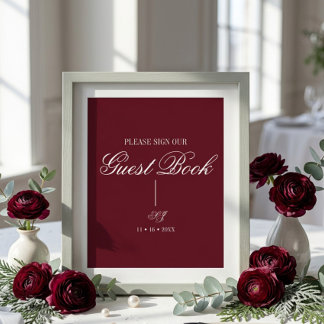 Poster Cartaz de Livro de Visitas de Casamento com Monogr