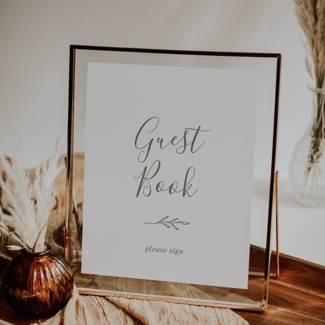 Poster Cartaz de Livro de Visitas de Folha Mínima | Verde (Criador carregado)