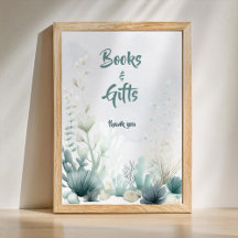 Cartaz de Livros e Presentes para Chá de Bebê Sea 