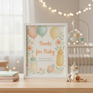 Pôster Cartaz de Livros para Bebê Decoração em Aquarela