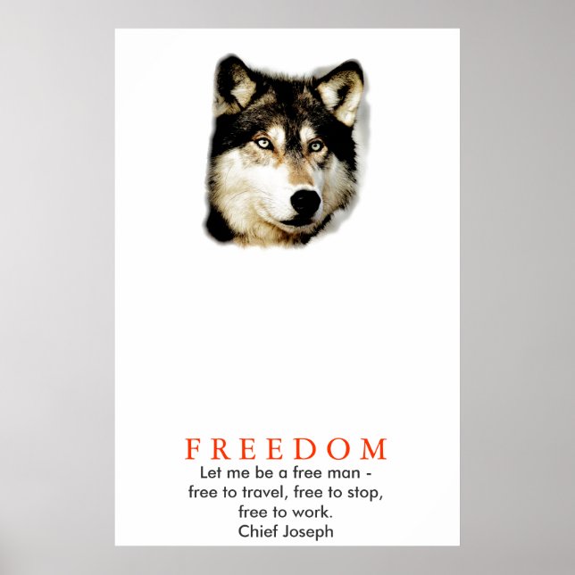 Pôster Cartaz de lobo motivacional da liberdade original (Frente)