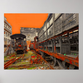 Pôster Cartaz de locomotiva e vagões de trem