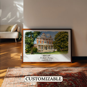 Poster Cartaz de Macon Geórgia, Aquarela, Personalizado