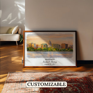Poster Cartaz de Madison Wisconsin, Aquarela, Personaliza