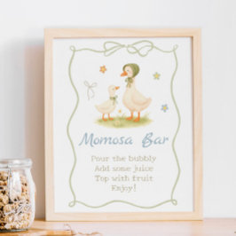 Poster Cartaz de Mãe Goose Bebê Vintage para Churrasco de