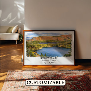 Poster Cartaz de Mammoth Lakes Califórnia, Aquarela, Cust