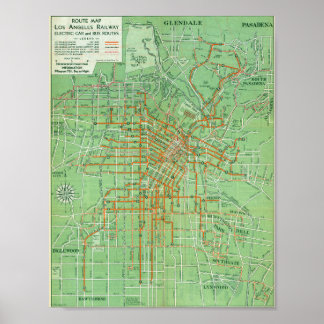 Poster Cartaz de Mapa Antigo de Los Angeles 1935