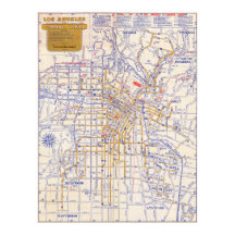 Cartaz de Mapa Antigo de Los Angeles 1946