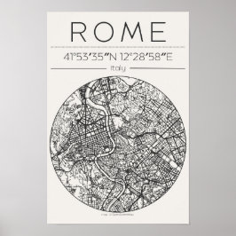Poster Cartaz de Mapa Circular da Cidade de Roma Arte Min