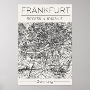 Poster Cartaz de Mapa da Cidade de Frankfurt Arte Urbana