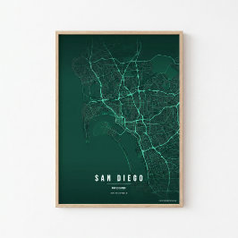Poster Cartaz de Mapa da Esmeralda de San Diego Presente