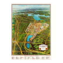 Cartaz de Mapa Detalhado Vintage de Nova York