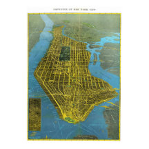 Cartaz de Mapa Detalhado Vintage de Nova York 1934