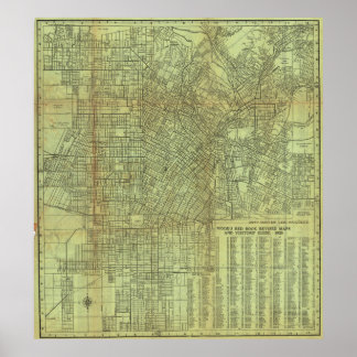 Poster Cartaz de Mapa Vintage de Los Angeles 1920