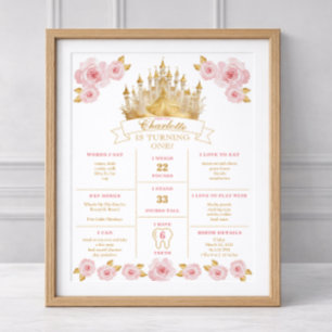 Poster Cartaz de Marco de Aniversário da Princesa Rosa e 