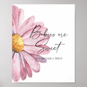 Poster Cartaz de Margarida em Aquarela - bebês são doces
