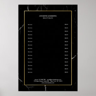 Poster Cartaz de Mármore Preto Elegante a Ouro