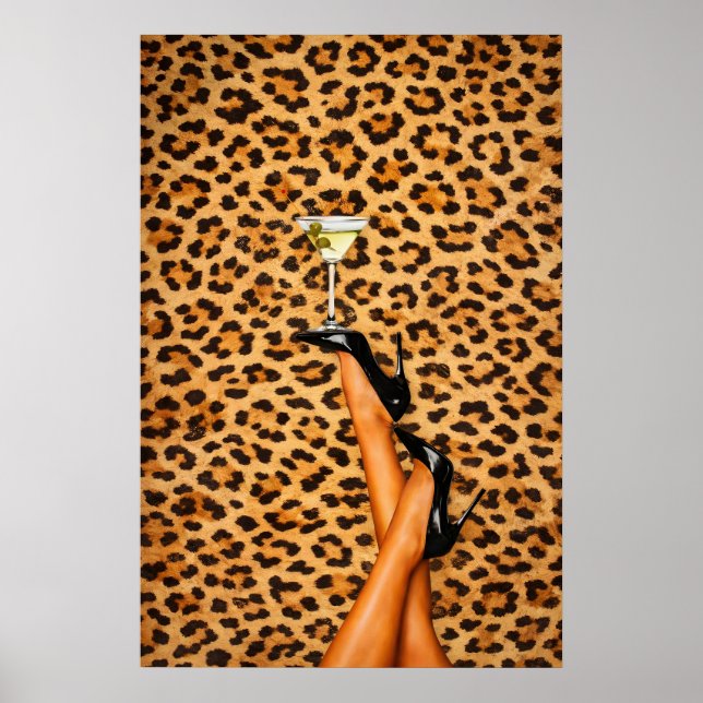 Poster Cartaz de Martini Leopardo, Arte de Parede de Moda (Frente)