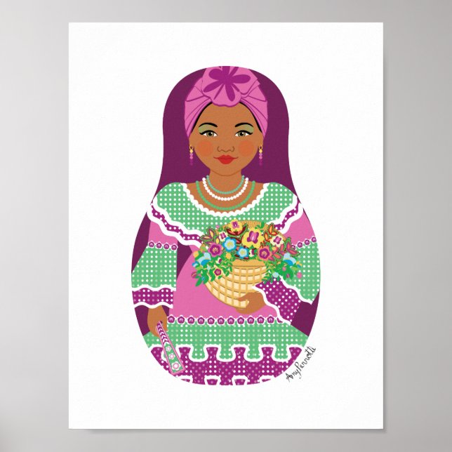 Poster Cartaz de Matryoshka Violeta Cubana (Frente)