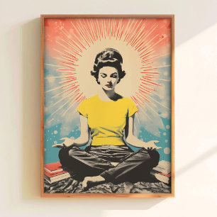 Poster Cartaz de Meditação Imprimível Estilo Retro Impres
