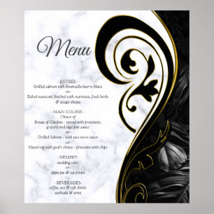 Poster Cartaz de Menu Abstrato Preto Mármore Branco Moder