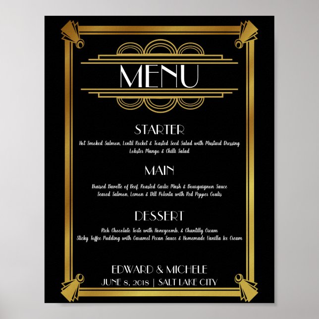 Poster cartaz de menu Art Déco (Frente)