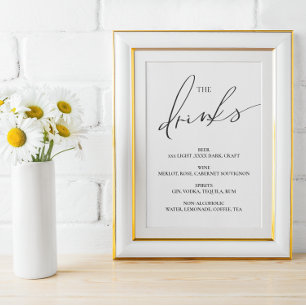Poster Cartaz de Menu de bar aberto de casamento